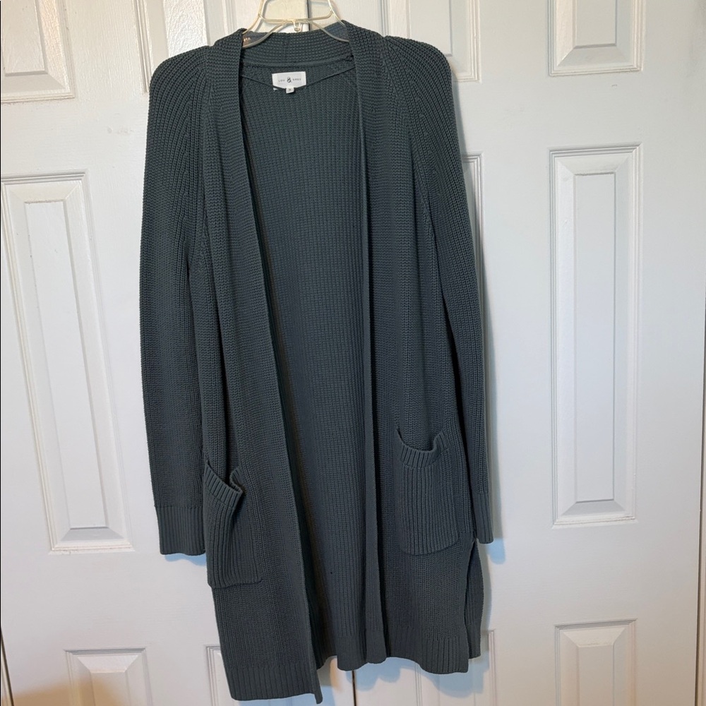 Lou & Grey Open Front Cardigan - Dark Gray